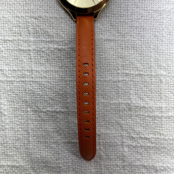 Michael Kors MK2275 Slim Runway Gold-tone Orange Leather Strap Women's Watch - Picture 4 of 12